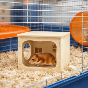 OUTOPEN Detachable Wooden Hamster House Climbing Structure Chew-Proof Hamster Villa Practical Stackable Hamster Wooden Hut Playing