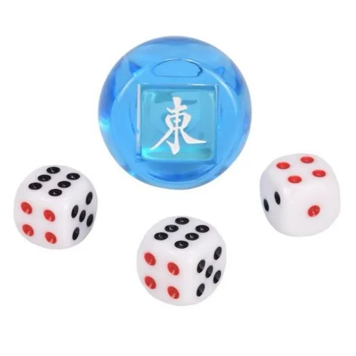 5 Dés De Mahjong Directionnels Est Sud Ouest Nord – Dés à Vent Transparent Bleu Pour Jeux De Société Et Divertissement