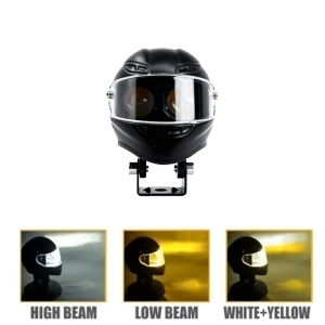 【QUM】Mini LED Motorcycle Driving Light Helmet Mount 2 Color Spotlights 30W Brightness