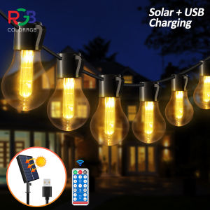 Đèn Dây Ngoài Trời Chạy Bằng Năng Lượng Mặt Trời Đèn Sân Trong Chống Nước Bóng Đèn Edison 8.7M 20 8 Chế Độ Điều Khiển Từ Xa Cho Quán Cà Phê Hiên Nhà