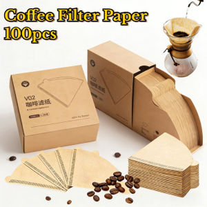 100pcs V Shape Coffee Filter Paper Dripper 01/02 Natural Replacement Filter Pour Over Coffee Maker