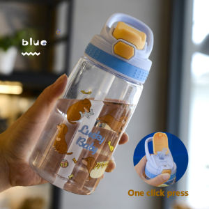 A 480ML with Straw for Kids Anti-skid and Leak Proof Spill Proof Tumbler Childrens Straw Cup Sippy Cup for Toddler Duckbill Cup Cute Bottle Water