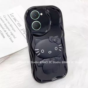 Cartoon Casing VIVO Y28s 5G Y22 Y22s Y02s Y02 Y02A Y02T Y01 Y15A Y15s Hot Cute Trend Creative Fashion Anti-drop Phone Case with 360° Swivel Cat Mirror Stand 2024