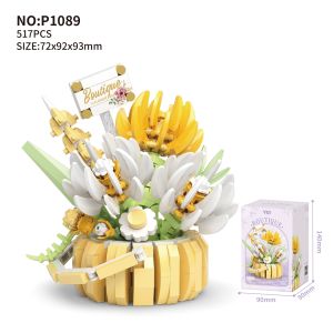 Blok Banan Anak-anak Yugao Blok Banan Bunga dan Cahaya Bulan Mainan Perakitan Pendidikan Ornamen Pencahayaan Liburan Anak Perempuan