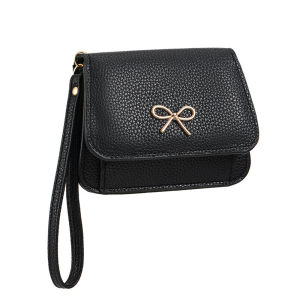 กระเป๋าสะพายสุภาพสตรีกระเป๋าถือมือจัดเลี้ยงตกแต่งด้วยโบว์กระเป๋าโทรศัพท์มือถือสีทึบเรียบง่าย