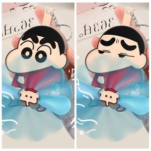 HOT 2pcs แบบพกพา แฟนการ์ตูนมือหมุน เครยอนชินจัง น้ำหนักเบา ดึงและเล่นพวงกุญแจไข่แมว สร้างสรรค์ คอร์กี้ กระเป๋าห้อยคอรูปคาปิบารา ของขวัญ