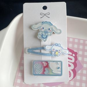 3 Pcs Sanrio Kuromi HairClips Hello Kitty Cinnamoroll Barrettes Hair Cartoon Kawaii Accessories Hairpins Cute Girl Heart Gift
