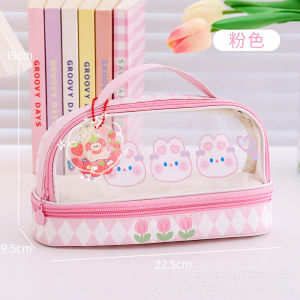 Transparent Double-layer Pencil Case Sanrio Kuromi 3D Large Capacity Elementary School Student Stationery Bag Handheld Cartoon Pencil
