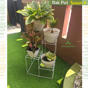 HK Rak Pot Bunga Susun 4 Standing Pot Tanaman Hias bahan besi kokoh