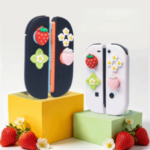 SPARAK Skin Case Silicone D-pad Button Soft Silicone Grip Cap Button Caps Strawberry Theme Controller Joystick Caps for For NS Oled For Switch 2 For Switch 2