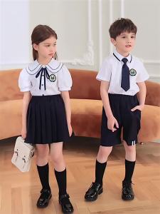 Childrens Companion Summer Kindergarten Suit Primary School Uniform British Style Summer Two-Piece Suit Business Attire Summer College