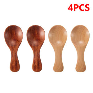 Feelife 4/1 cái thìa mini bằng gỗ gia vị nhà bếp gia vị muỗng Trà cà phê đường muỗng cà phê trẻ em ngắn xử lý gỗ muỗng Bộ đồ ăn gia đình