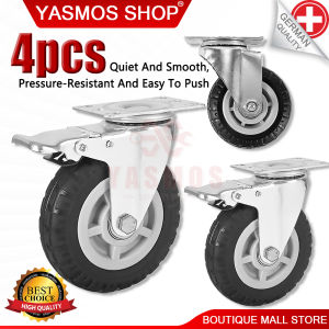 4PCS Trolley Wheels 3 To 5 Black Swivel Caster Wheel Mute Rubber Fixed/Rotate Wheels