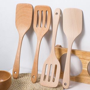 WEIYA Wooden Natural Shovel Pancake Slotted Spatula Kitchen Gadgets Cookware Wood Spatula Cooking Tools Utensils