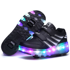 Heelys Kanak-Kanak Dua Roda Kanak-Kanak Lelaki Perempuan Boleh Ubah Bentuk Kasut Roda dengan Roda Kasut Roda Bersinar-sinaran Mengecas Model Pelajar