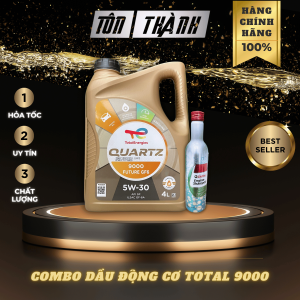 [ Combo bảo dưỡng ] 2 Bình nhớt động cơ Total 9000 5w30 + Súc động cơ Castrol