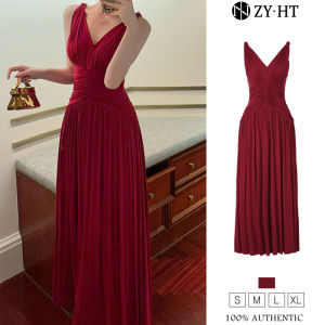 ZYHT EraVogue Váy nữ Váy đỏ Váy hình chữ A Váy cổ chữ V Váy công sở Váy Hiso Váy cổ điển Váy công sở Váy dự tiệc Váy dạ hội 51032