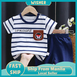 Childrens short-sleeved suit cotton boys T-shirt baby summer childrens clothing for 0-2 years old