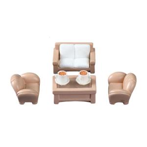 Thu nhỏ ghế sofa cà phê Bộ bàn cho 1/12 dollhouses phòng khách cảnh hiển thị phụ kiện dollhouses trang trí