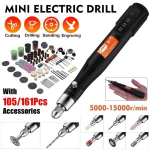 [Ready stock] KIPRUN Mini DIY Cordless Electric Grinder Drill  15000rpm 3 Speeds Adjustable Electric Grinder Mini Drill Rotary Tools Grinding Machine USB Engraving Pen with 105/161Pcs Accessories