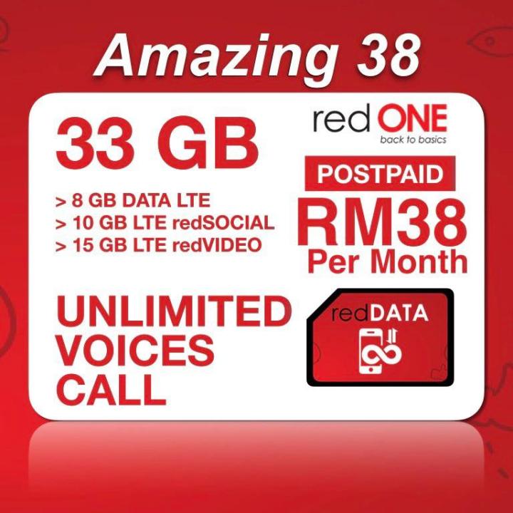 AMAZING 38 RED ONE POSTPAID, RM38 PER MONTH, MNP
