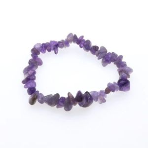 NEXTYOO Bohemian Irregular Stone Bracelets Purple Stretch Band Crystal Beaded Bangles  Adjustable Chip Beads Wristband Gifts