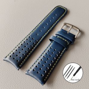 Breathable Genuine Leather Watch Strap for Citizen Blue Angels 22mm 23mm Hight Quality Double Colors Belt Bracelet Porous Sport Soft Watchband Curved End Wristband㏇X0421