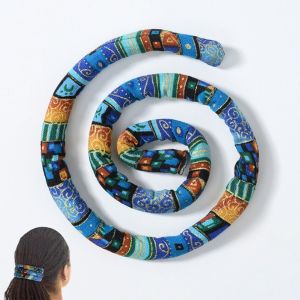 COUPLECOL Creative Cute Cloth Long Ponytail Holders Printing Women Hair Accessories Women Hair Band Spiral Lock Hair Ties Ethnic Style Hair Rope Bendable Dreadlocks
