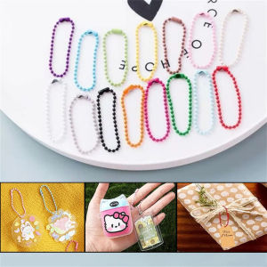 100pcs Colorful Ball Beads Chain Keychain Buckle Handicraft Material DIY Accessories Bag Pendant Tag Chain Christmas Gift Decora