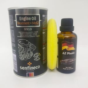 Senfineco 9910 300ml NGĂN NGỪA MÀNG DẦU BỊ VỠ VÀ GIẢM MỨC TIÊU THỤ NHIÊN LIỆU CHO Ô TÔ VÀ PHỤC HỒI NHỰA NHÁM AZ plastic 50ml (Engine Oil Treament + MoS2 And AZ plastic)