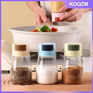 KOQZM 1Pc 0.5g Household Kitchen Press Type Quantitative Air-Tight Clear Glass Kitchen Tools Salt Control Bottle Jar Seasoning Bottle