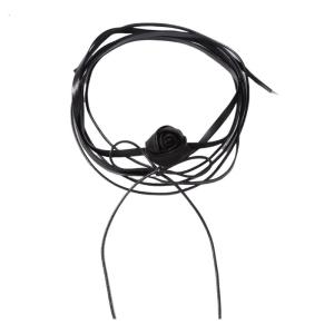 Handmade Leather Choker Necklace Elegant Camellia Flower Pendant Clavicle Chain for Holiday Parties and Everyday Wear