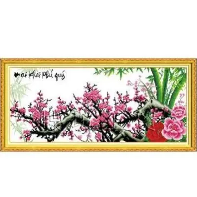 [HCM]Tranh thêu chữ thập Mai khai phú quý DLH-222396