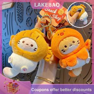 【LAKEBAO】 Mèo búp bê Keychain sang trọng Keychain xe Keychain Túi Mặt dây chuyền phim hoạt hình Mèo Tai nghe Mặt dây chuyền Túi phụ kiện Mặt dây chuyền