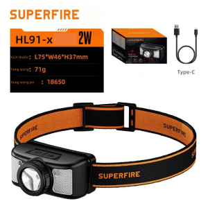 Đèn pin đội đầu SUPERFIRE HL91-X đèn led chạy bộ leo núi sạc điện gọn nhẹ