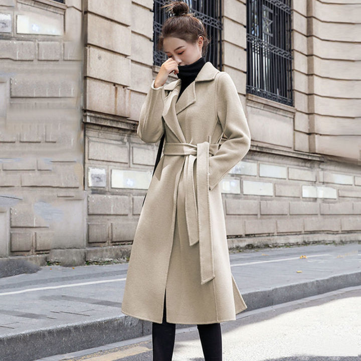 Women's Wool Blends Wool Coat Elegance Coats and Jackets Women New In  Autumn Winter Jacket Women Korean Style Long Sleeve Office Lady Trench Coat