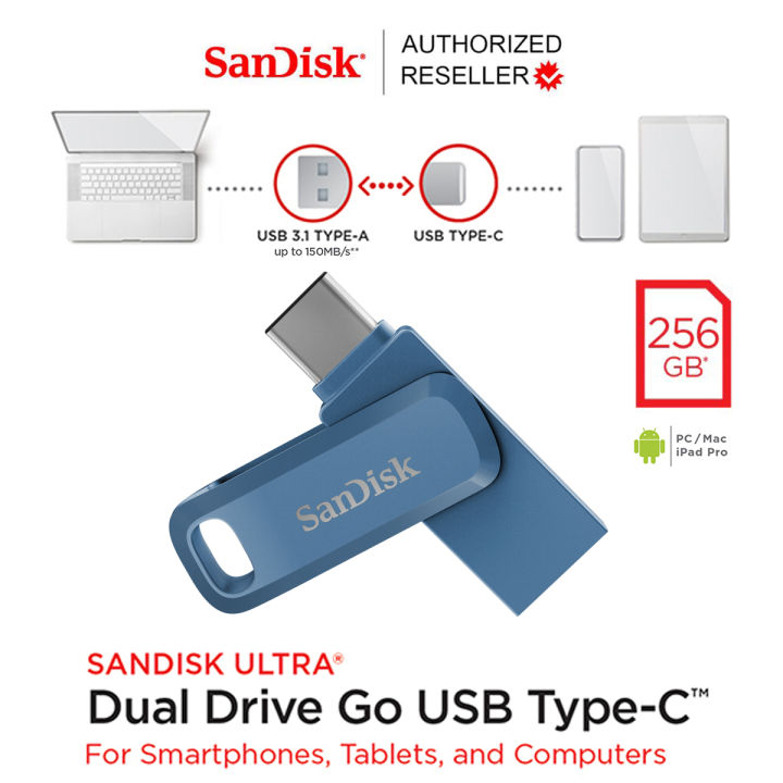 SanDisk Ultra Dual Drive Go 256GB USB 3.1 Gen1 Flash Drive Type-C Speed ...