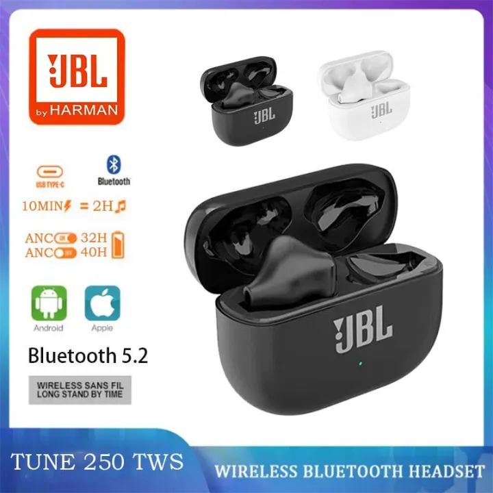 Wireless Headset JBL TUNE 250 TWS Bluetooth V5.2 Sports Earbuds