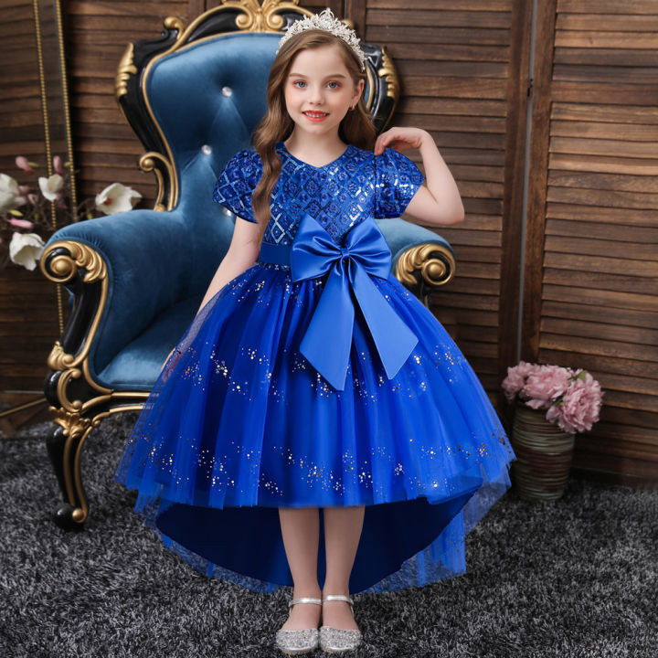Color Gown For Baby Girls Dress Midi Big Bow Shining Flower