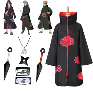 Anime Naruto Cosplay Costume Akatsuki Cloak Naruto Uchiha Itachi Cape Anime Cosplay Costume Halloween Party