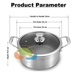 Periuk Tidak Lekat Keluli Tahan Karat SUS 316 /Kuli Menggoreng dengan pemegang