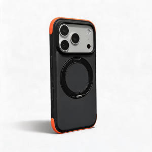 Magnetic Ring Rotating Holder Color Contrast Bumper Case For iPhone 18Pro 17Pro 17Pro Max For Magsafe Matte Hybrid Hard Cover