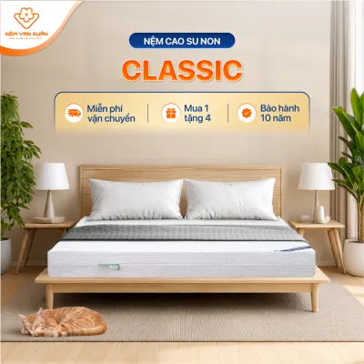 [HOẢ TỐC HCM] Nệm Cao Su Non Classic Vạn Xuân Êm Ái Siêu Đàn Hồi Thông Thoáng Thoải Mái Thiết Kế Hai Mặt Lỗ Tròn Giúp Thông Thoáng Cực Tốt Nệm Giữ Được Mức Đàn Hồi Hoàn Hảo Không Gây Dị Ứng Khó Chịu Khi Sử Dụng