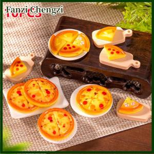 Fanzi 10PCS Cute Simulation Pizza Food Dollhouse Toys Miniature Models Ornaments Decor DIY Resin Accessories Kids Play House Toys Gift