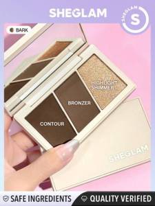 SHEGLAM Three Colour Face Palette 3-in-1 Contour Bronzer Highlight Buildable Travel-Friendly Face Makeup