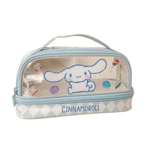 MMLUCK Giai điệu Hộp đựng bút hình mèo Kitty Cinnamoroll Trong suốt Túi đựng son môi trang điểm Dễ thương Dễ thương Túi bút chì hoạt hình Kuromi Học sinh
