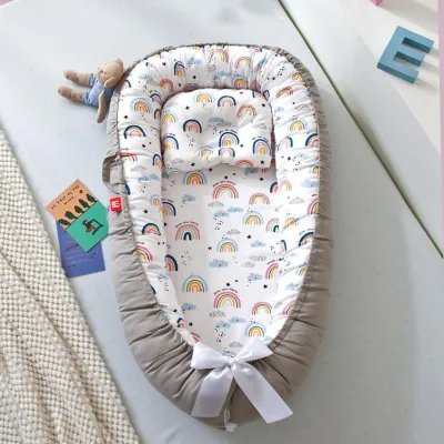 Baby Newborn Crib Set With Pillow and Blanket Bed Snuggle Nest For Newborn Infant Travel Bed Baby Cosleeper Bed