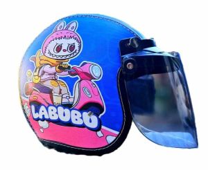 Helm bogo anak usia 2-7 tahun kaca datar motif karakter prempuan