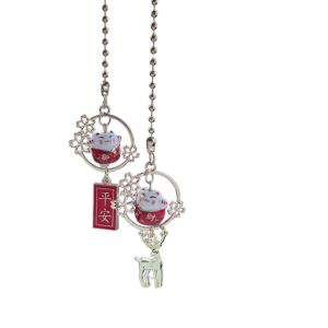 TUO29 Cute DIY Trinkets Hanging Ornament Car Accessories Lucky Cat Pendants Auto Rearview Mirror Pendant Room Decoration Car Hanging Pendants