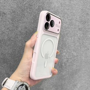 Luxury Glass Camera Big Window For Magsafe Case For iPhone 17 16 15 Pro Max Shockproof Soft Silicone Bumper Acrylic Clear Cover
